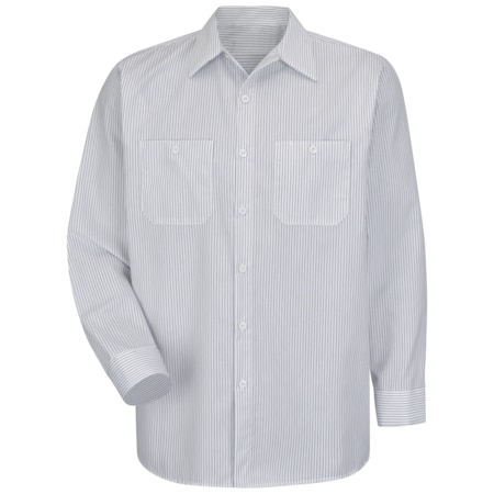 Red Kap Long Sleeve Striped Work Shirt, 65% Polyester / 35% Cotton, Button Front, Charcoal/White, XL SP10CW XLNXL
