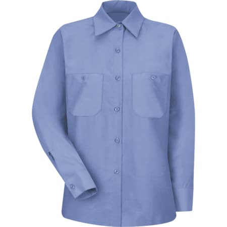 Red Kap Women's Long Sleeve Work Shirt, Cotton/Polyester, Button Fronts, 2 Pocket(s), Light Blue, 3XL SP13LB RG 3XL