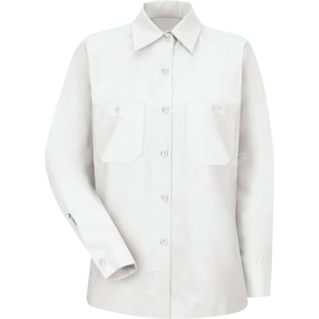 Red Kap Women's Long Sleeve Work Shirt, Cotton/Polyester, Button Fronts, 2 Pocket(s), White, XL SP13WH RG XL