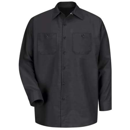 Red Kap Men's Long Sleeve Industrial Work Shirt, Cotton/Polyester, Button Fronts, 2 Pocket(s), Black, 2XL SP14BK RG XXL
