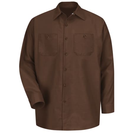 Red Kap Men's Long Sleeve Industrial Work Shirt, Cotton/Polyester, Button Fronts, 2 Pocket(s), Brown, 3XL SP14CB LN 3XL