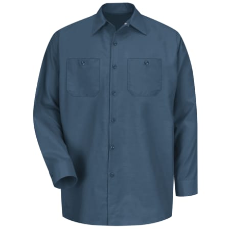 Red Kap Men's Long Sleeve Industrial Work Shirt, Cotton/Polyester, Button Fronts, 2 Pocket(s), Dark Blue, L SP14DB RG L