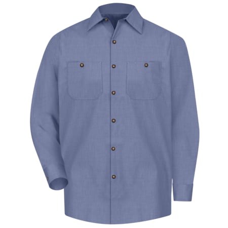 Red Kap Men's Long Sleeve Microcheck Work Shirt, 65% Polyester/35% Cotton, Blue/Lt. Blue, L SP14DN LN L
