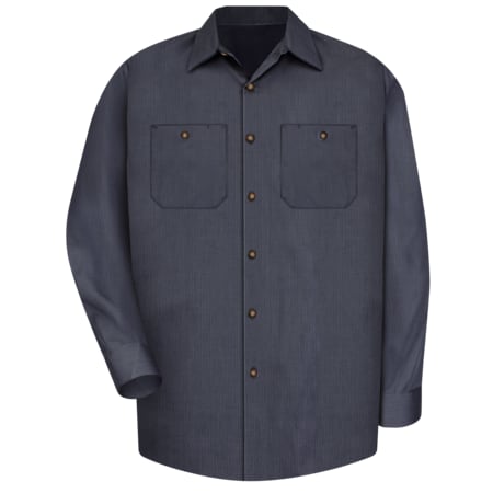 Red Kap Men's Long Sleeve Microcheck Work Shirt, 65% Polyester/35% Cotton, Gray/Blue, M SP14GB RG M