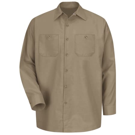 Red Kap Men's Long Sleeve Poplin Work Shirt, Cotton/Polyester, Button Fronts, 2 Pocket(s), Khaki, 4XL SP14KK RG 4XL