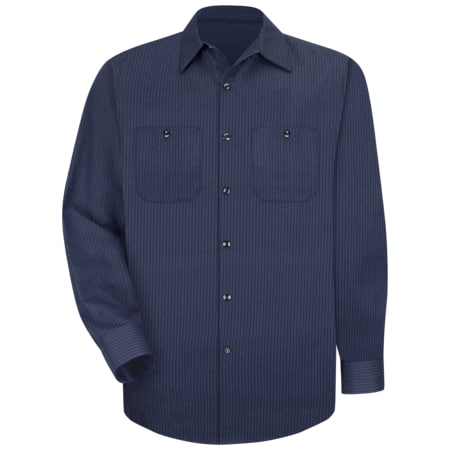 Red Kap Men's Long Sleeve Durastripe Work Shirt, 65% Polyester/35% Cotton, Navy, 2XL SP14NL RG XXL