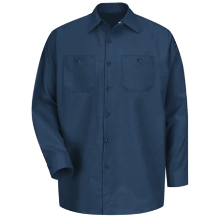 Red Kap Men's Long Sleeve Poplin Work Shirt, Cotton/Polyester, Button Fronts, 2 Pocket(s), Navy, L SP14NV XLNL