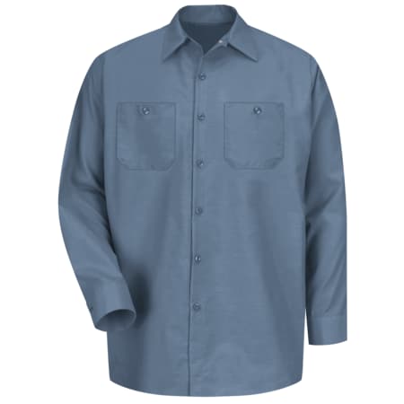 Red Kap Men's Long Sleeve Poplin Work Shirt, Cotton/Polyester, Button Fronts, 2 Pocket(s), Post Blue, 4XL SP14PB LN 4XL