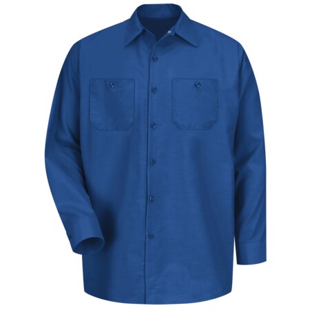 Red Kap Men's Long Sleeve Poplin Work Shirt, Cotton/Polyester, Button Fronts, 2 Pocket(s), Royal Blue, S SP14RB RG S