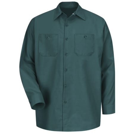 Red Kap Men's Long Sleeve Poplin Work Shirt, Cotton/Polyester, Button Fronts, 2 Pocket(s), Spring Green, L SP14SG RG L