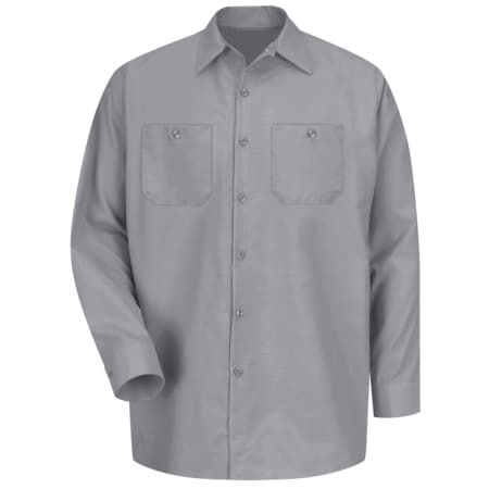 Red Kap Men's Long Sleeve Poplin Work Shirt, Cotton/Polyester, Button Fronts, 2 Pocket(s), Silver Gray, 2XL SP14SV LN XXL