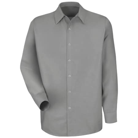 Red Kap Men's Long Sleeve Pocketless Work Shirt, Cotton/Polyester, Snap, 0 Pocket(s), Gray, M SP16LA RG M