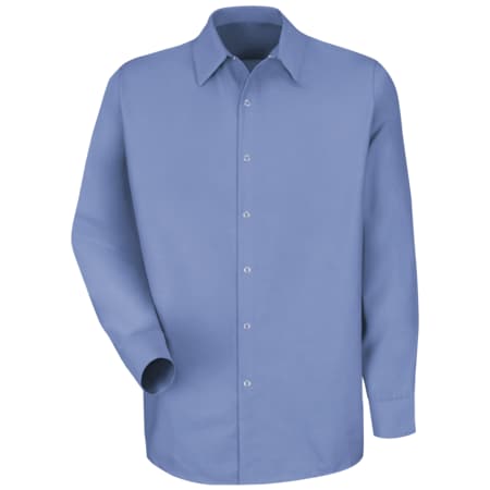 Red Kap Men's Long Sleeve Pocketless Work Shirt, Cotton/Polyester, Snap, 0 Pocket(s), Light Blue, 4XL SP16LB RG 4XL