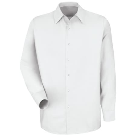 Red Kap Men's Long Sleeve Pocketless Work Shirt, Cotton/Polyester, Snap, 0 Pocket(s), White, 4XL SP16WH LN 4XL