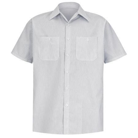 Red Kap Men's Short Sleeve Striped Work Shirt, 65% Polyester/35% Cotton, Button Fronts, White/Charcoal, 4XL SP20CW SSL4XL