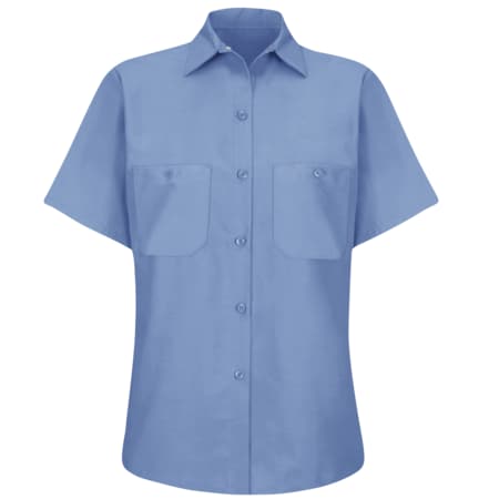 Red Kap Women's Short Sleeve Work Shirt, Cotton/Polyester, Button Fronts, 2 Pocket(s), Light Blue, 4XL SP23LB SS 4XL
