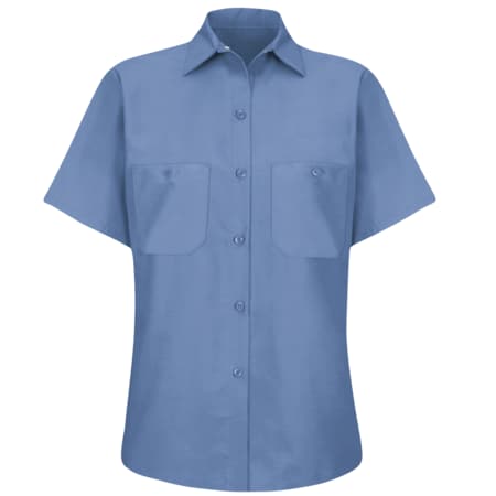 Red Kap Women's Short Sleeve Work Shirt, Cotton/Polyester, Button Fronts, 2 Pocket(s), Petrol Blue, S SP23MB SS S