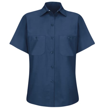 Red Kap Women's Short Sleeve Work Shirt, Cotton/Polyester, Button Fronts, 2 Pocket(s), Navy, 4XL SP23NV SS 4XL