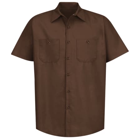 RED KAP Mens Ss Choc Brwn Poplin Work Shirt, 4XL SP24CB SS 4XL