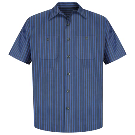 Red Kap Mns Ss Gy/Bl Exxon Stripe Workshirt, L SP24EX SSLL