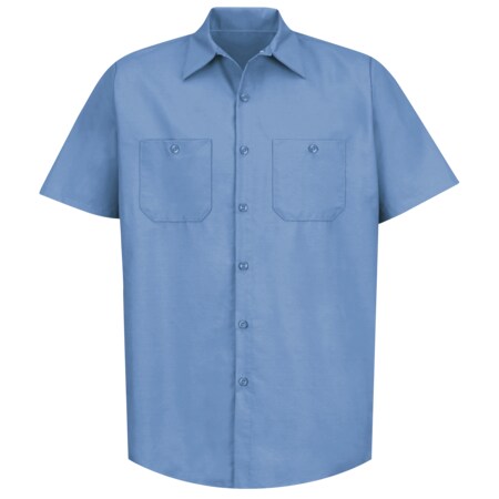 RED KAP Mens Ss Lt Blue Poplin Work Shirt, 6XL SP24LB SS 6XL