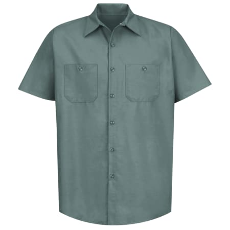 Red Kap Men's Short Sleeve Poplin Work Shirt, Cotton/Polyester, Button Fronts, 2 Pocket(s), Green, 4XL SP24LG SSL4XL
