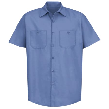Red Kap Men's Short Sleeve Poplin Work Shirt, Cotton/Polyester, Button Fronts, 2 Pocket(s), Petrol Blue, L SP24MB SS L