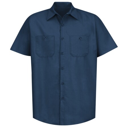 Red Kap Men's Mens Ss Navy Poplin Work Shirt, M, Cotton/Polyester, Button Fronts, 2 Pocket(s), Navy, M SP24NV SSLM