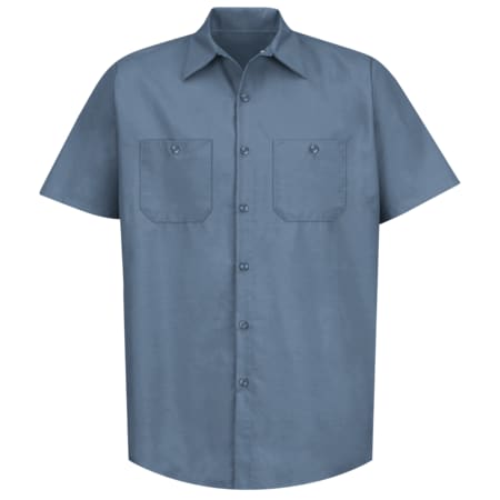 RED KAP Mens Ss Post Blue Poplin Work Shirt, L SP24PB SSLL