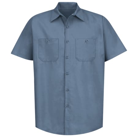 Red Kap Men's Mens Ss Post Blue Poplin Work Shirt, L, Cotton/Polyester, Button Fronts, 2 Pocket(s), L SP24PB SSLL
