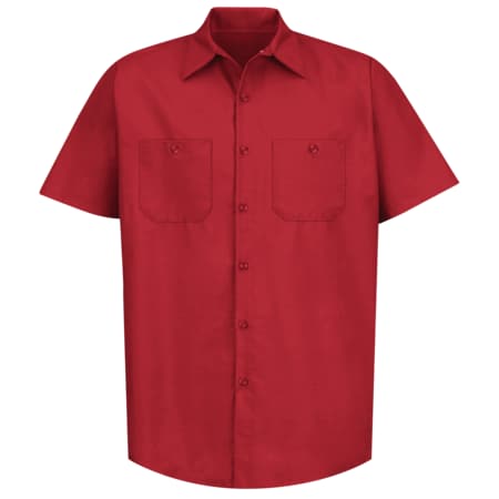 Red Kap Men's Mens Ss Red Poplin Work Shirt, L, Cotton/Polyester, Button Fronts, 2 Pocket(s), Red, L SP24RD SSLL