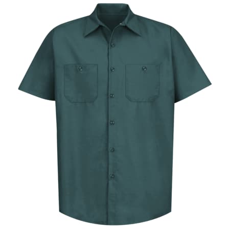 Red Kap Men's Mens Ss Spruce Grn Poplin Wrk Shirt, XL, Cotton/Polyester, Button Fronts, 2 Pocket(s), XL SP24SG SS XL