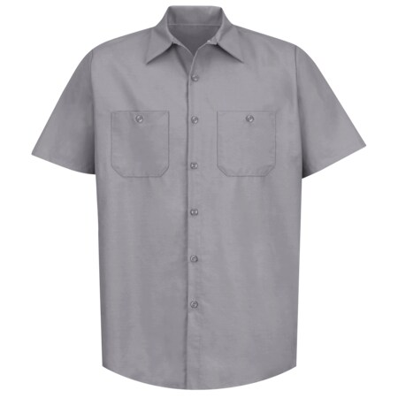 Red Kap Men's Mns S/S Silver Gy Poplin Workshirt, XXL, Cotton/Polyester, Button Fronts, 2 Pocket(s), Silver SP24SV SSLXXL