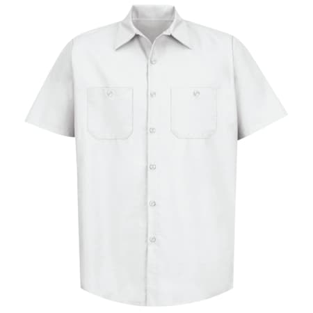 Red Kap Men's Mens Ss White Poplin Work Shirt, 4XL, Cotton/Polyester, Button Fronts, 2 Pocket(s), White, 4XL SP24WH SSL4XL
