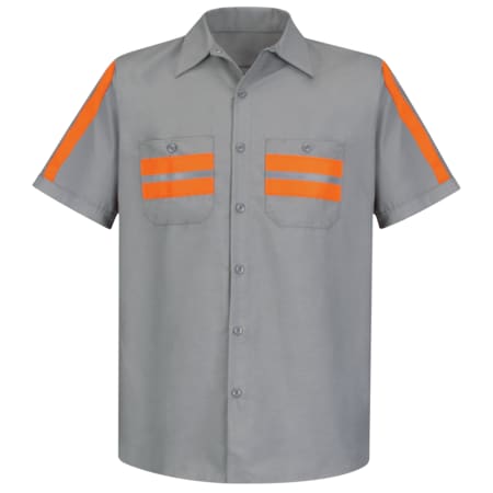 Red Kap Men's Mens Ss Lt Gray Workshirt W/Evt, L, Cotton/Polyester, Button Fronts, 2 Pocket(s), L SP24WM SSLL