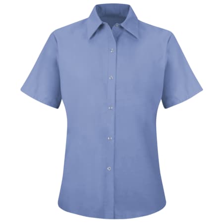 Red Kap Women's Short Sleeve Work Shirt, Cotton/Polyester, Snap, 0 Pocket(s), Light Blue, M SP25LB SS M