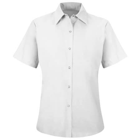 Red Kap Women's Short Sleeve Work Shirt, Cotton/Polyester, Snap, 0 Pocket(s), White, 4XL SP25WH SS 4XL