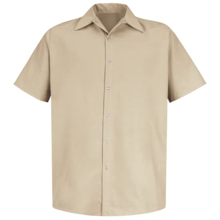 Red Kap Men's Mens Ss Lt Tan Work Shirt No Pkts, XXL, Cotton/Polyester, Snap, 0 Pocket(s), Tan, 2XL SP26LT SS XXL