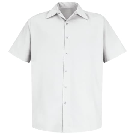 Red Kap Men's Mens Ss White Work Shirt No Pkts, 4XL, Cotton/Polyester, Snap, 0 Pocket(s), White, 4XL SP26WH SSL4XL