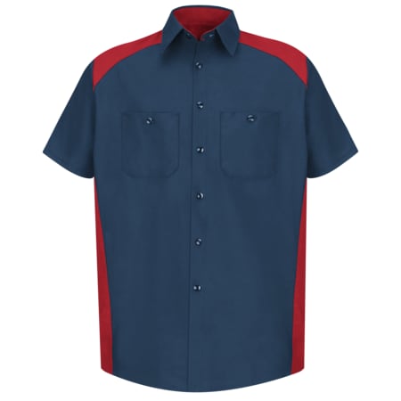Red Kap Mns Ss Motorsports Shirt, L SP28RN SS L