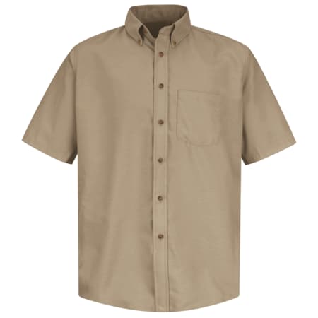 Red Kap Men's Mns Ss Button Down Poplin Shirt, Kh, S, Cotton/Polyester, Button Fronts, 1 Pocket(s), Tan, S SP80KH SS S