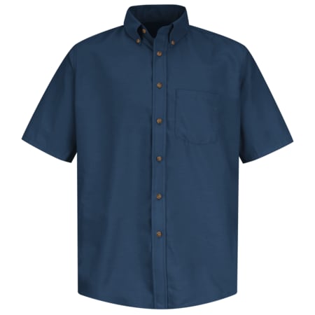 Red Kap Men's Mns Ss Button Down Poplin Shirt, Nv, L, Cotton/Polyester, Button Fronts, 1 Pocket(s), Navy, L SP80NV SS L