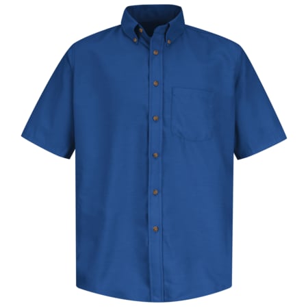 Red Kap Men's Mns Ss Button Down Poplin Shirt, Rb, XXL, Cotton/Polyester, Button Fronts, 1 Pocket(s), Blue SP80RB SS XXL