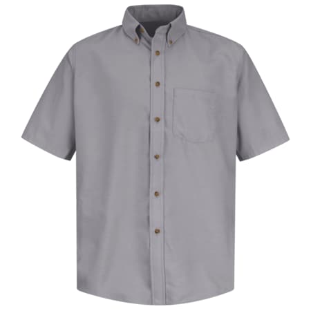 Red Kap Men's Mns Ss Button Down Poplin Shirt, Sv, L, Cotton/Polyester, Button Fronts, 1 Pocket(s), Silver SP80SV SS L