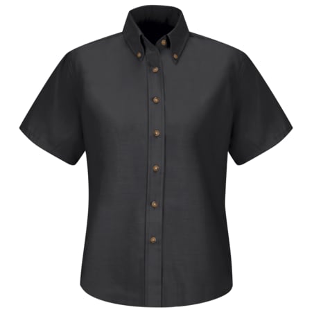 Red Kap Women's Short Sleeve Work Shirt, Cotton/Polyester, Button Fronts, 0 Pocket(s), Black, M SP81BK SS 10