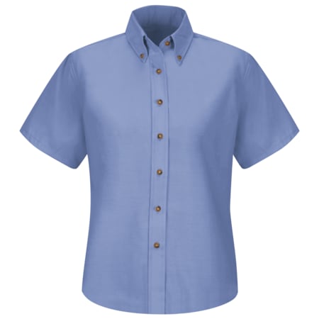 Red Kap Women's Short Sleeve Work Shirt, Cotton/Polyester, Button Fronts, 0 Pocket(s), Light Blue, M SP81LB SS 12
