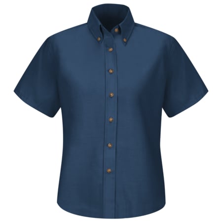 Red Kap Women's Short Sleeve Work Shirt, Cotton/Polyester, Button Fronts, 0 Pocket(s), Navy, M SP81NV SS 12