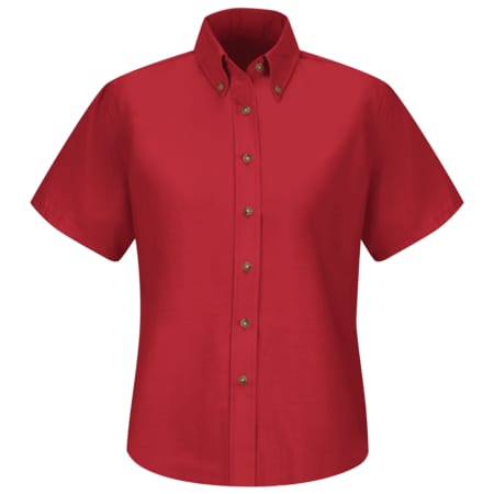 Red Kap Women's Short Sleeve Work Shirt, Cotton/Polyester, Button Fronts, 0 Pocket(s), Red, XS SP81RD SS 4