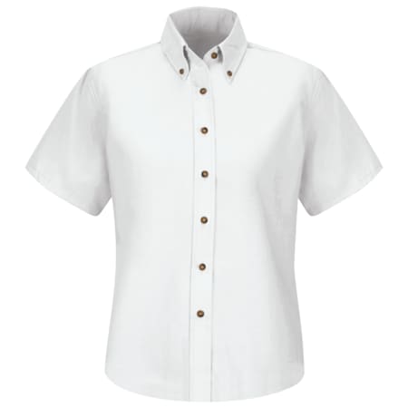 Red Kap Wms Ss Button Down Poplin Shirt-Wh SP81WH SS 04