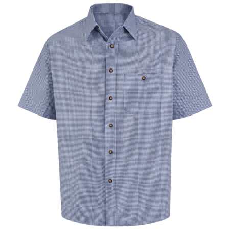 Red Kap Mns Ss Blue/Cream Mini Plaid Shirt, M SP84WB SS M